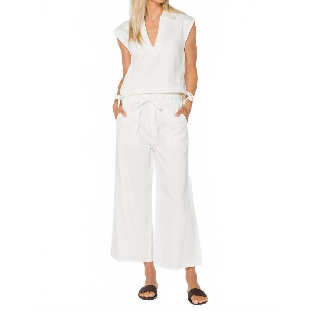NEW VELVET HEART claudette pull on crop wide leg pants in optic white